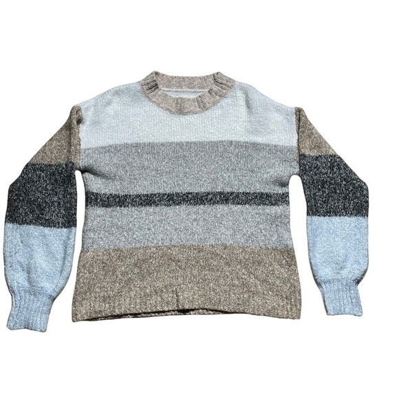 Lou and Grey Women's Colorblock Knit Sweater. Grey/tan/brown. Size XS. Cozy - Picture 1 of 5